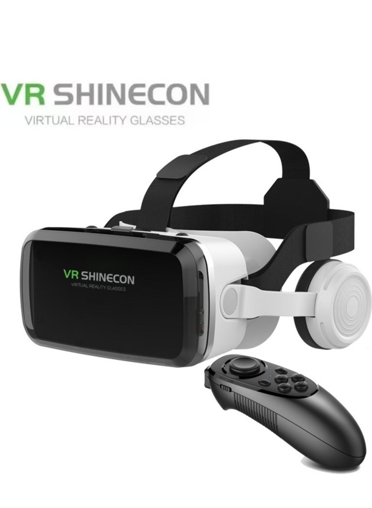 VR SHINECON Classic VR Goggles VR SHINECON 3D Virtual Reality Glasses+Controller Bluetooth Headset Version VR Glasses for TV, Movies & Video Games Compatible with iOS & Android Smartphone Within 5.5-7.2 inch Screen Phone Eye Protected Soft & Comfortable Adjustable Distance, IMAX Giant Screen/Optical Lenses/Panoramic Roaming/ Immersive Games - Image 1